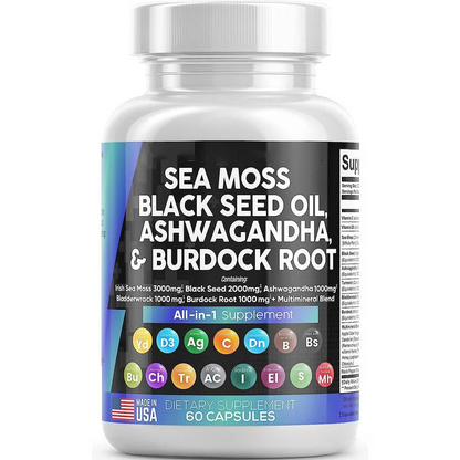 Sea Moss Black Seed Oil Ashwagandha & Burdock Root