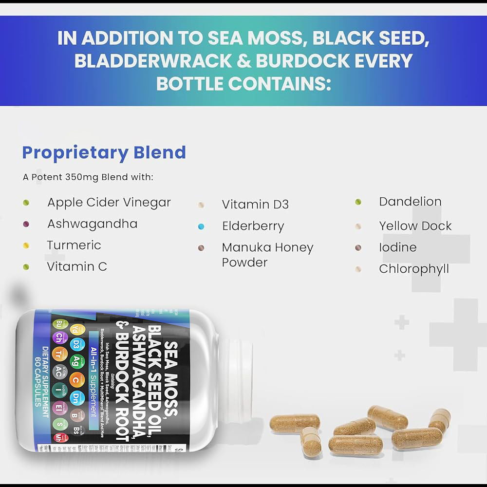 Sea Moss Black Seed Oil Ashwagandha & Burdock Root